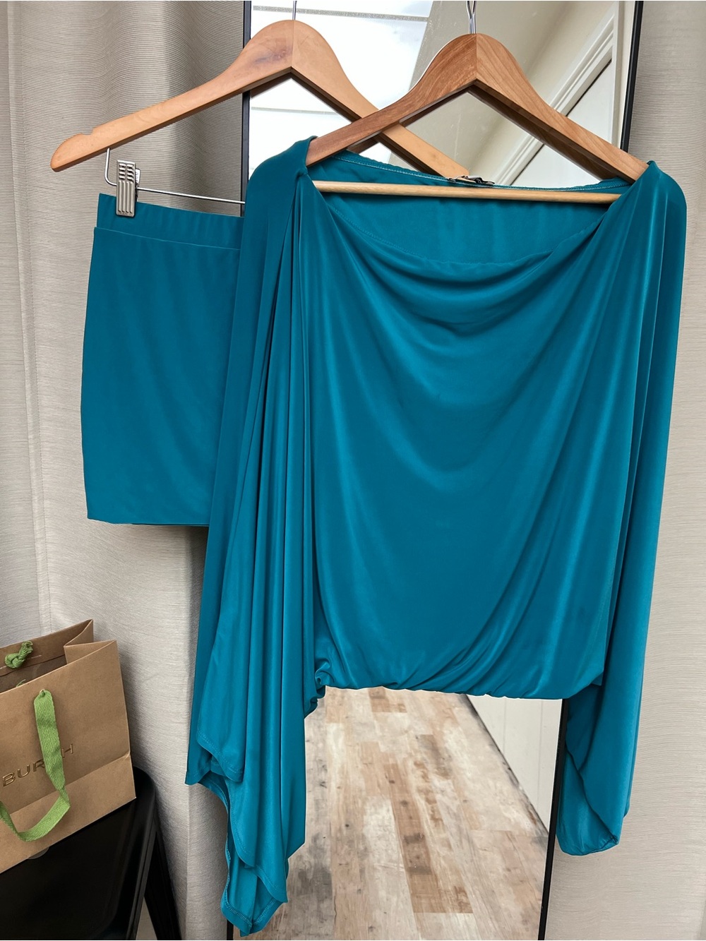 FASHION NOVA Teal Women’s Draped Skirt Set